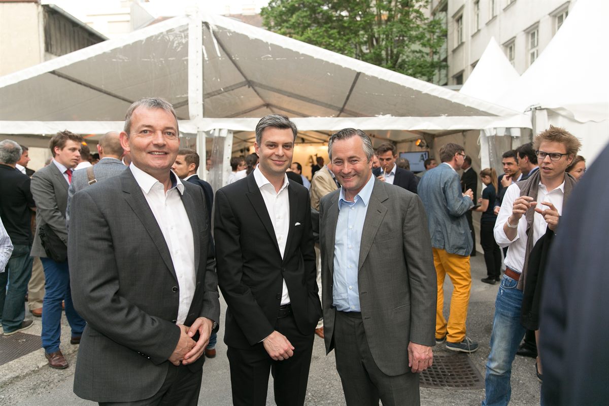 A1 Technikvorstand Marcus Grausam, Alcatel-Lucent-Vorstandsvorsitzender Thomas Arnoldner, A1 CEO Hannes Ametsreiter