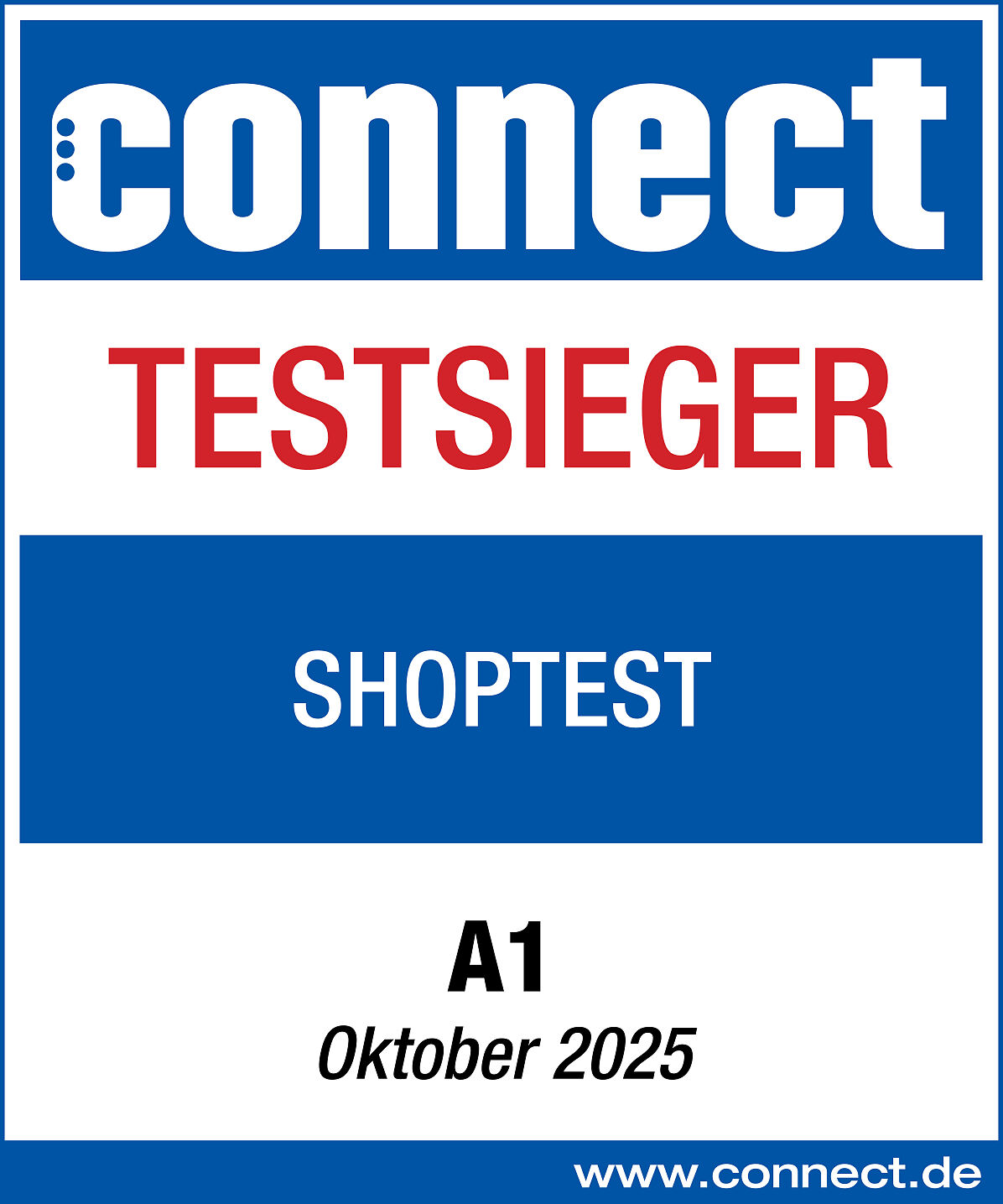 connect Siegel Shoptest2025_A1_Testsieger